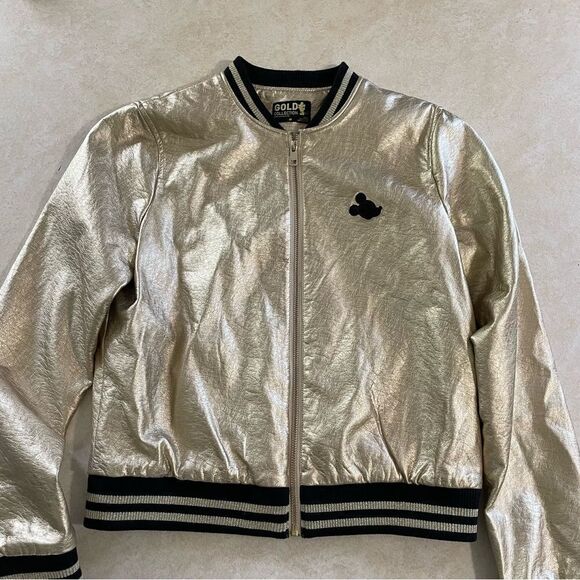 Mickey Mouse Gold Collection size M Medium Varsity bomber jacket women’s Juniors - Picture 1 of 4